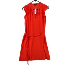 Ann Taylor Size XS Dress NEW Shift with Tie at Waist Orange Ruffle Sleeves