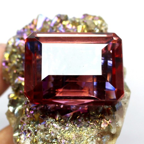 Piedras preciosas sueltas corte esmeralda alejandrita natural 65 quilates certificadas cambio de color - Imagen 10 de 13
