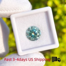 US Wholesale Aqua Blue 0.5-5ct Round Cut 1-10pcs Loose Moissanite VVS1 GRA