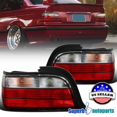 Fits 1992-1998 BMW E36 3-Series 2Dr Red Tail Lights Brake Lamps Left+Right