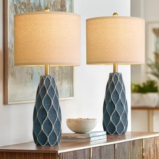 27.5" Ceramic Table Lamps for Living Room Bedroom Lamps Set of 2 Modern Boho ...