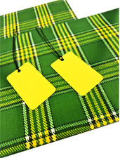 Tartan Wrapping Paper Green and Yellow Gift Wrap Plaid 2 Sheets & Tags Celtic