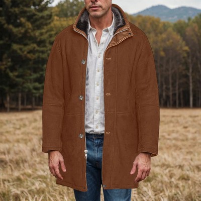 Jackets Under Men'S Distressed Vintage Jacket Classic Long Suede Warm Winter Coa