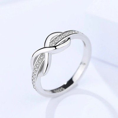 Womens Figure 8 Ring Geometric Diamond Jewelry Sterling Silver Electroplated