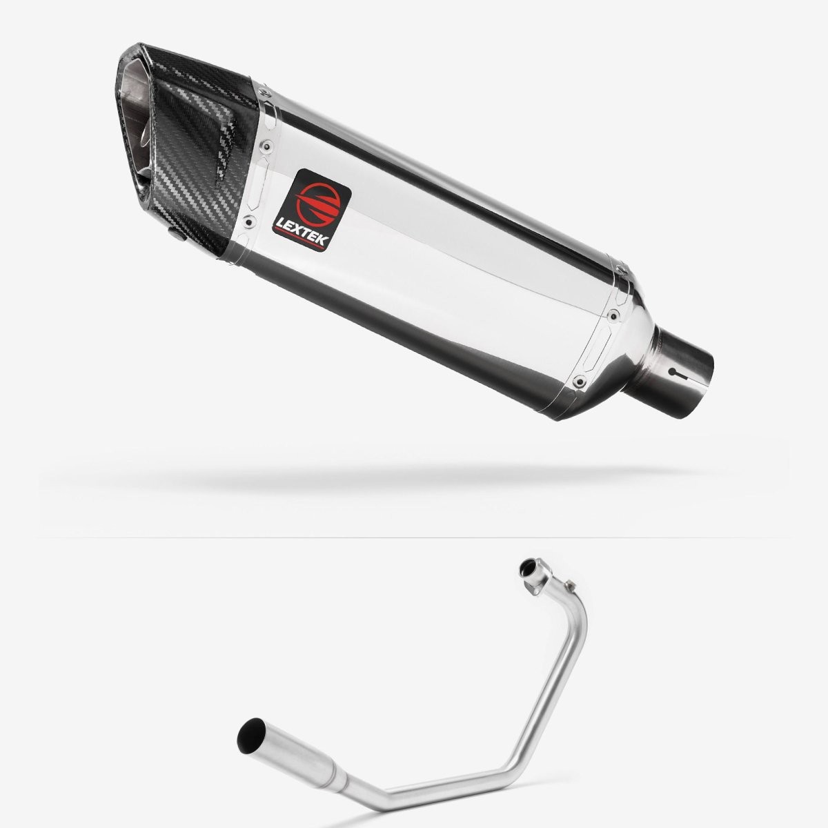 Lextek Stainless Steel SP4 Polished 300mm Exhaust System Silencer Chrome Rear