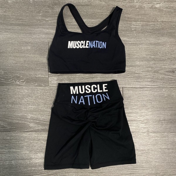 Muscle Nation Women’s Gym Set Sports Bra and Shorts XS