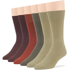 Men's Cotton 6 Pack Dress Socks L/XL Black Brown Khaki Navy Grey Beige Burgundy