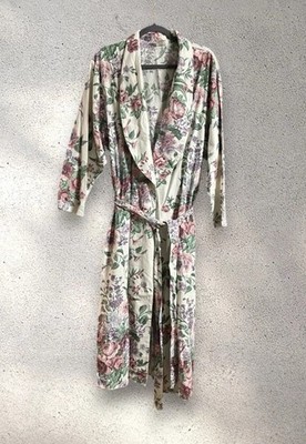 1970 s Victoria s Secret Botanical Print Robe Gold Crown Label Paper Tag Large