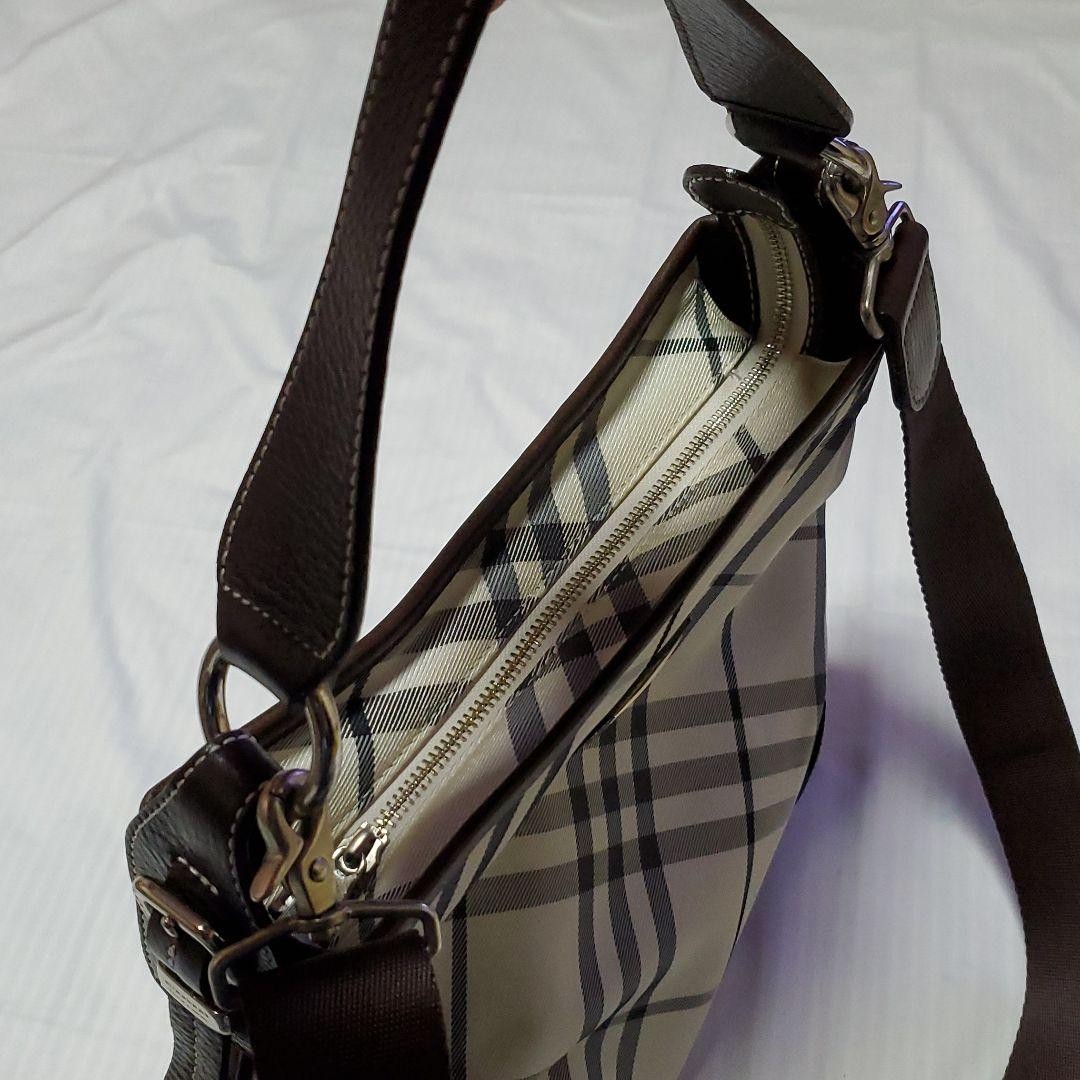 Burberry Blue Label 2way Shoulder Bag Handbag Navy Canvas Leather Logo Bag New thumbnail 9