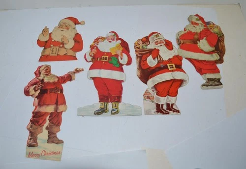 Vintage Advertising Banking /Coca cola Christmas Santa Claus Die Cut 5pc paper