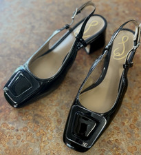 SAM EDELMAN WOMEN'S TRACIE BLACK PATENT SLINGBACK SHOES SIZE 5 NEW IN BOX - NWD