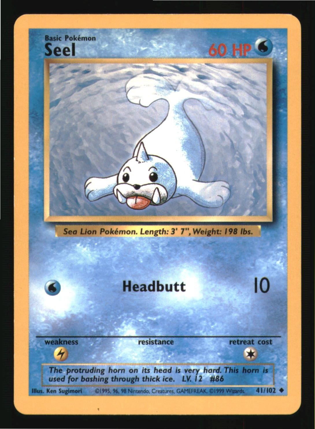 Seel 41/102 Uncommon Base Set Unlimited Pokemon Lightly Played