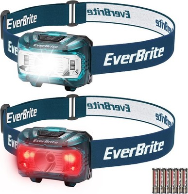 EverBrite LED Stirnlampe 2 Stück blau mit Rotlicht & Grünlicht, Kopflampe mit 5