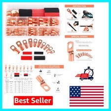 Copper Ring Terminal Connectors with Heat Shrink Tubing - 130PCS Set
