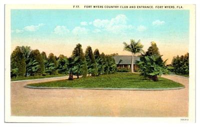 Postcard: F.17. FORT MYERS COUNTRY CLUB AND ENTRANCE, FORT MYERS, FLA.