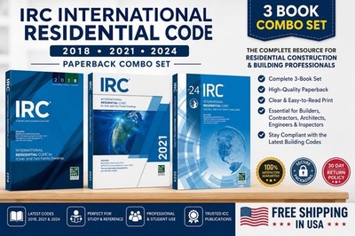 IRC International Residential Code 2018 2021 2024 Paperback Combo Set ICC