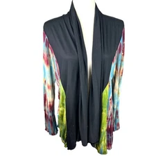 NEW Greater Good Open Front Jacket Black with Multi-Color Sides and Arms Size S 