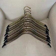 Vntg Brass Gold Metal Tubular Heavy Hangers Art Deco Rubber Tips - Lot Of 8 (F1)