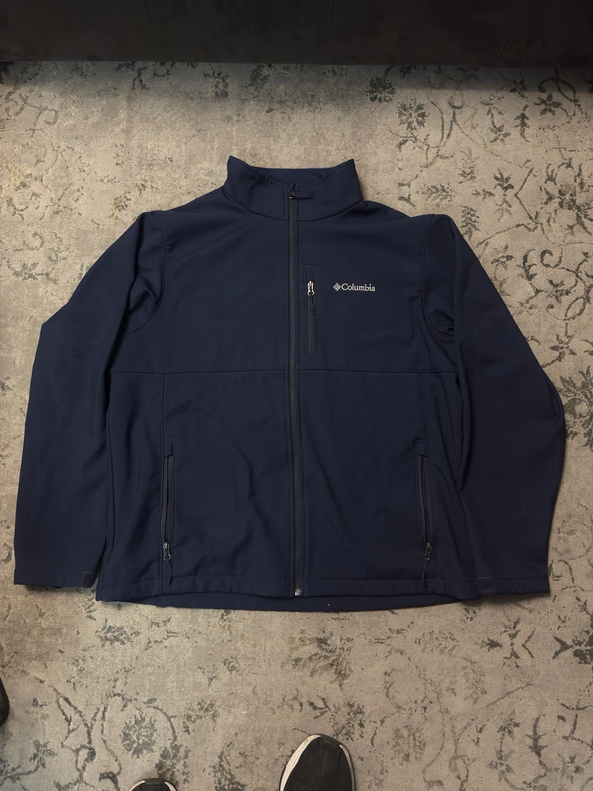 Columbia Softshell Jacket Men XL Navy Blue WM6044 Ascender Full Zip Fleece Lined