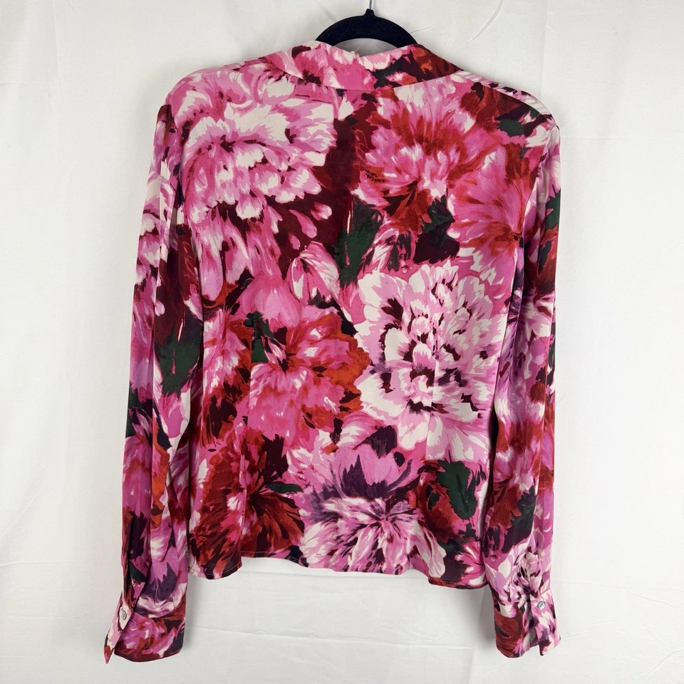 Blusa Madison Studios Floral 100% Seda Abotonada Talla 14 Femenina Romántica Foto 2 de 4