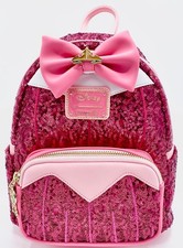 Mini Mochila Loungefly La Bella Durmiente Lentejuelas Disney Princesa Aurora Bolso Rosa