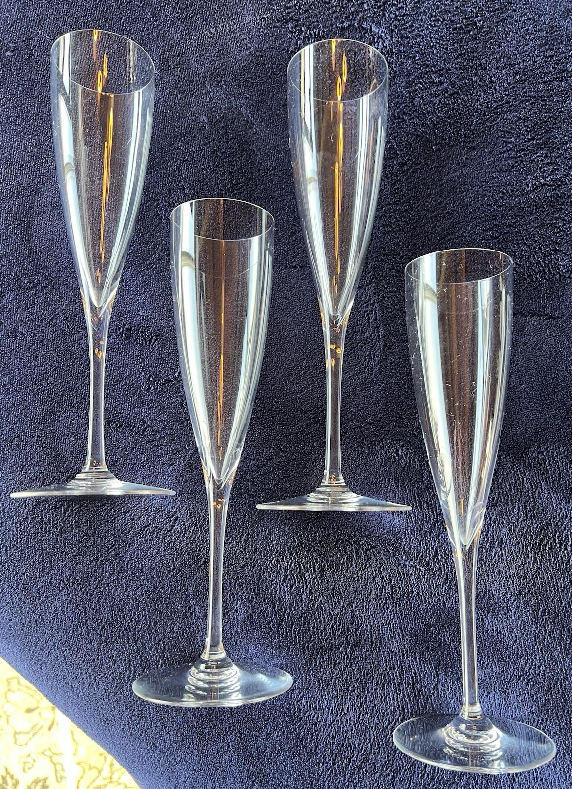 BACCARAT Crystal DOM PERIGNON Fluted Champagne Glasses MINT. 4 available.  