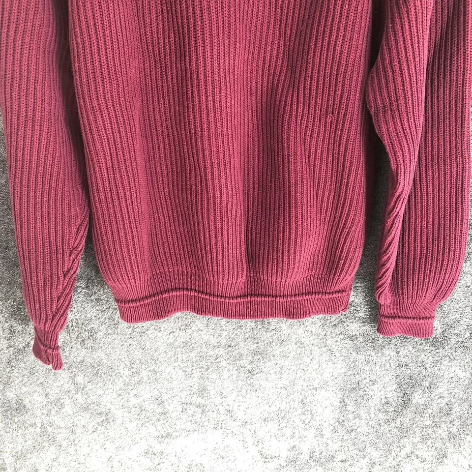 Chaps Ralph Lauren Sweater Mens Large Burgundy Rib Knit Crewneck Crest Logo - Image 2 of 4