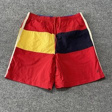 Nautica Swim Trunks Men  s Medium Red Mesh Lined Drawstring Pocket Pool Beach