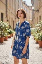 NWT Karen Kane Roy Embroidered Boho Peasant Mini Dress Size Large 100% Cotton