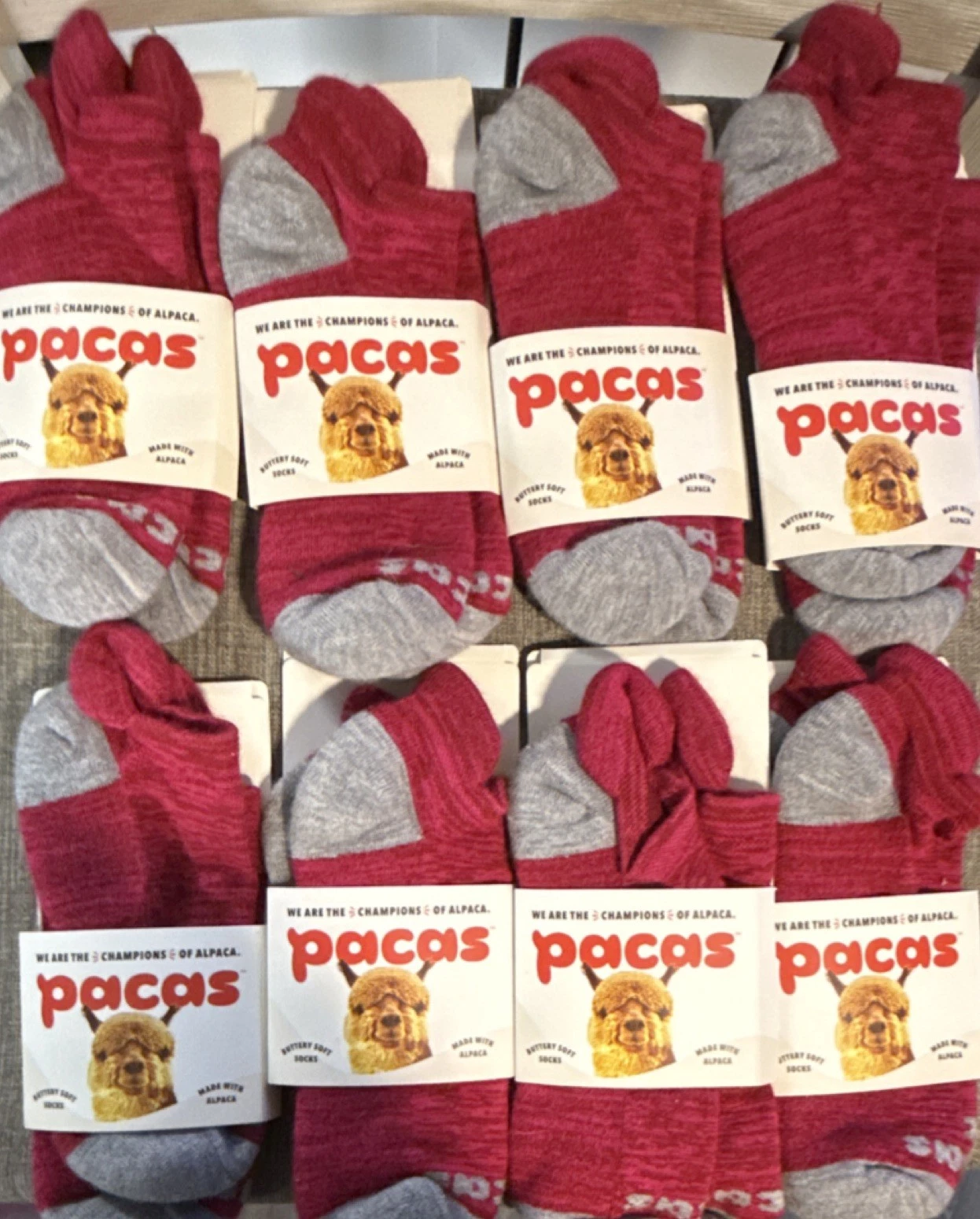 Pacas Alpaca Women’s Low Cut Athletic Socks Red Gray Solid 8 Pairs