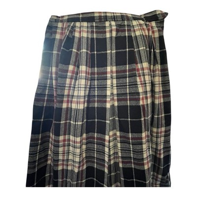 Vintage YVES Saint Laurent Rive Gauche Women's Plaid Pleated Skirt