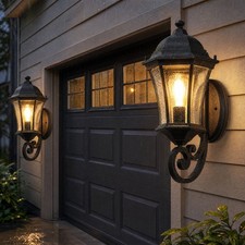 2 Pack 20" Outdoor Wall Light Dusk to Dawn Porch Lantern Sconce Aluminum Fixture
