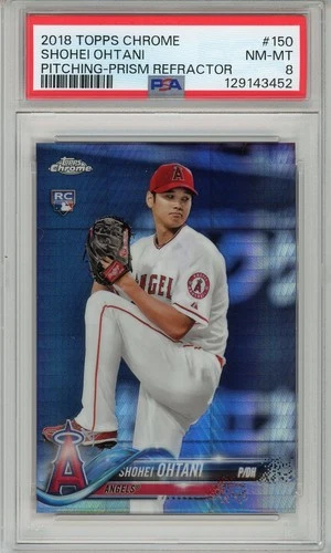 2018 TOPPS CHROME #150 SHOHEI OHTANI PITCHING PRISM REFRACTOR PSA 8 RC ROOKIE