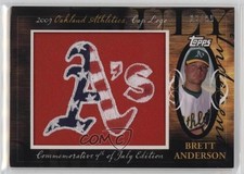 2010 Topps Jumbo Packs Manufactured Hat Logo Relic 23/99 Brett Anderson 0l2