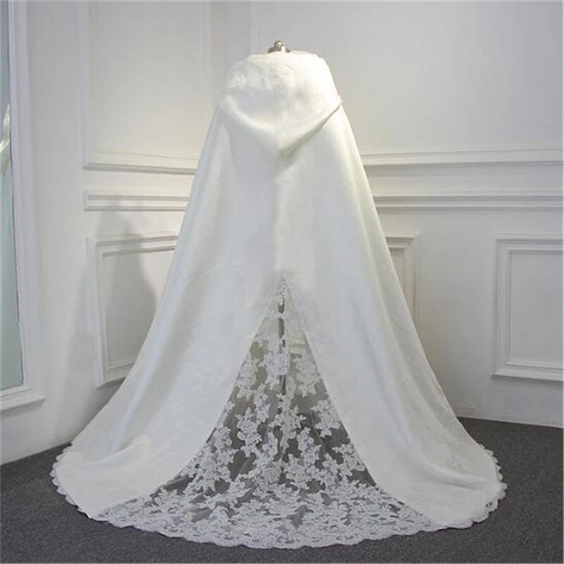 White velvet top wedding cape