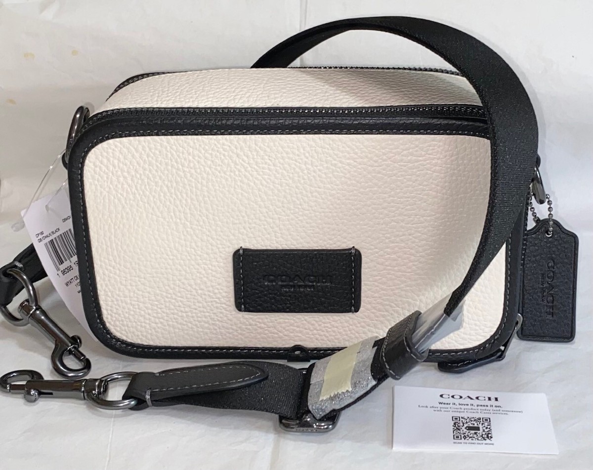 NWT COACH Wyatt Pebble Leather Crossbody Gunmetal Black Trim
