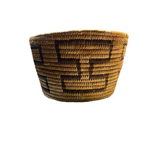 Antique Basket Papago Indian Tribe  Round  Basket Pima  Tohono O&rsquo;odham Linear Ke