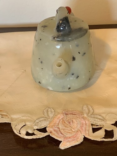 Chinese Hetian rare color Jade hand carved Teapot - Foto 9 di 10