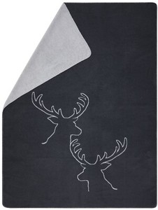 Fussenegger Wohndecke Kuscheldecke 150x200 Savona Hirschköpfe Linear anthrazit s