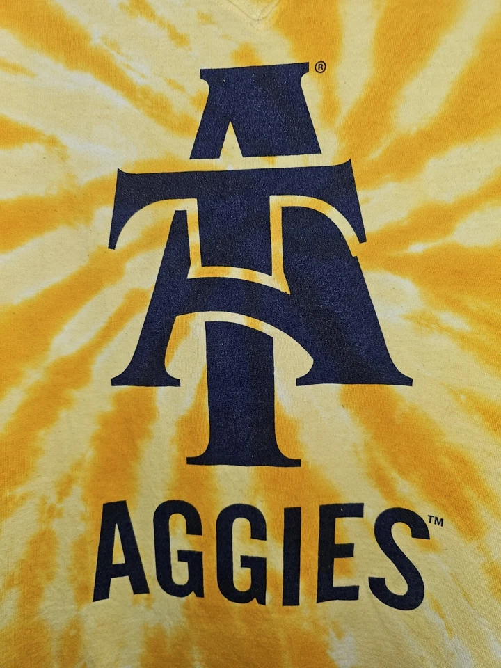 North Carolina A&T Small Womens Yellow TieDyed Graphic Logo Tshirt NCAA - Image 2 of 4