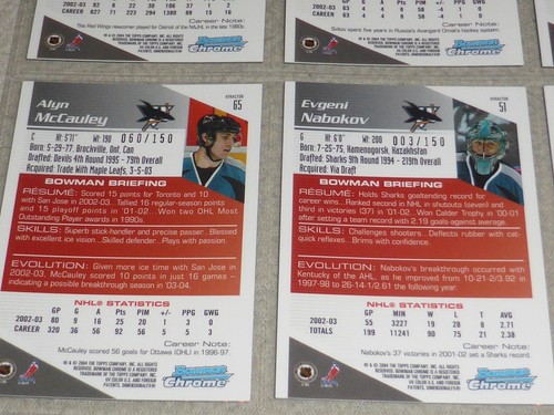 LOTE DE 16 TARJETAS HOCKEY 2003-2004 BOWMAN CROMO X-FRACTOR REFRACTOR LE 150 SUNDIN NHL - Imagen 7 de 16
