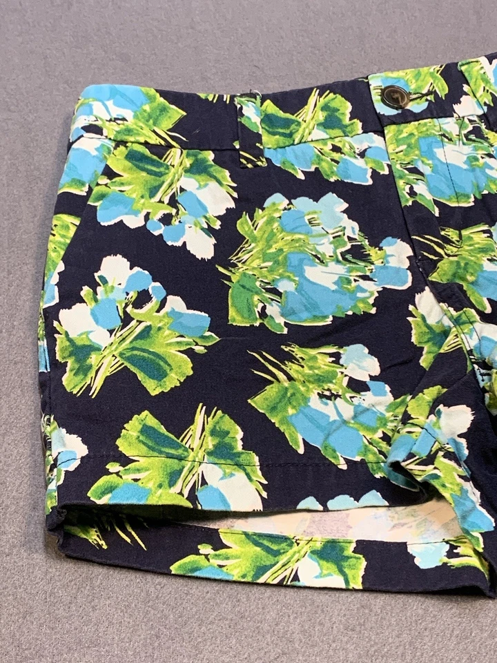 Pantalones Cortos Chinos Merona Adulto 4 Mujer’s Azul Floral Algodón Damas Informales Foto 4 de 4