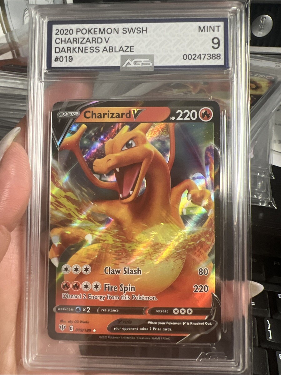 2020 Pokemon SWSH Charizard V Darkness Ablaze #019/189 Graded AGS