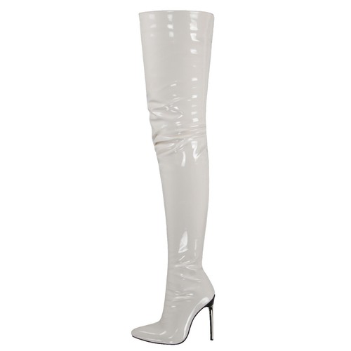 11 cm Damenschuhe mit Reißverschluss Oberschenkel hoch über Knie spitz zulaufend Stiletto hohe Absätze - Bild 9 von 24