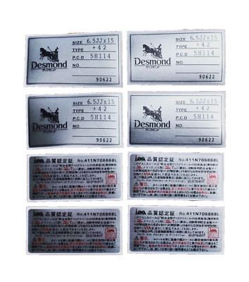 EVO REGAMASTER DESMOND WHEELS SET PRODUCTION TAG STICKERS