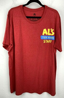 Disney Al's Toy Barn Staff T-Shirt Red Cotton Size 2XL XXL Tee