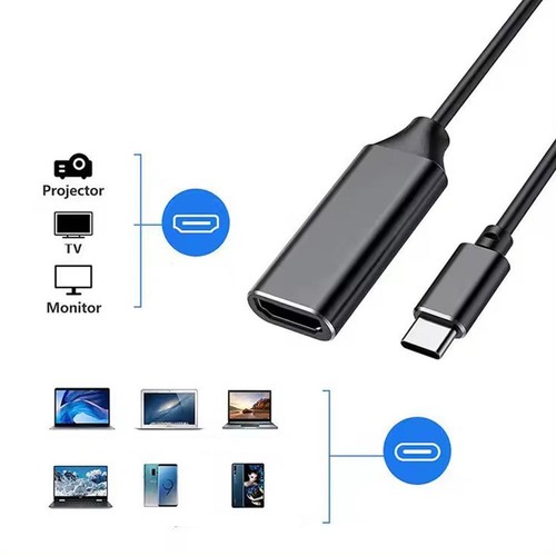 Type C To HDMI-Compatible cable/adapter 4K Type C To HDMI 3.1 USB C Cable USH - Photo 3 sur 11