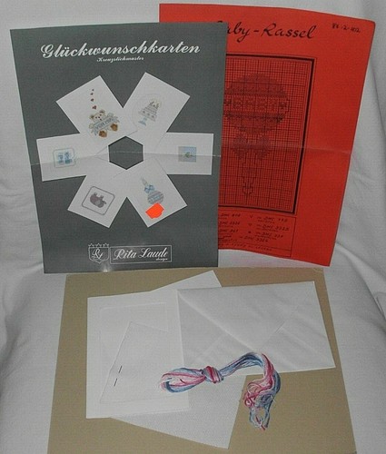 Rita Laude Design Glückwunschkarte zur Geburt Kreuzstickmuster Baby-Rassel Baby - Bild 5 von 9