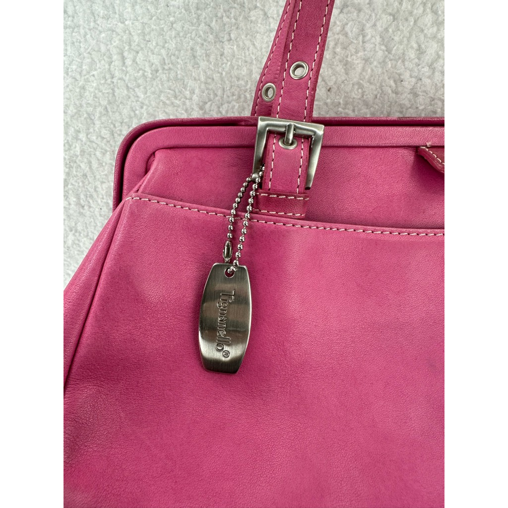 Tignanello Womens Shoulder Bag Pink Lined Dual Handle Purse Charm