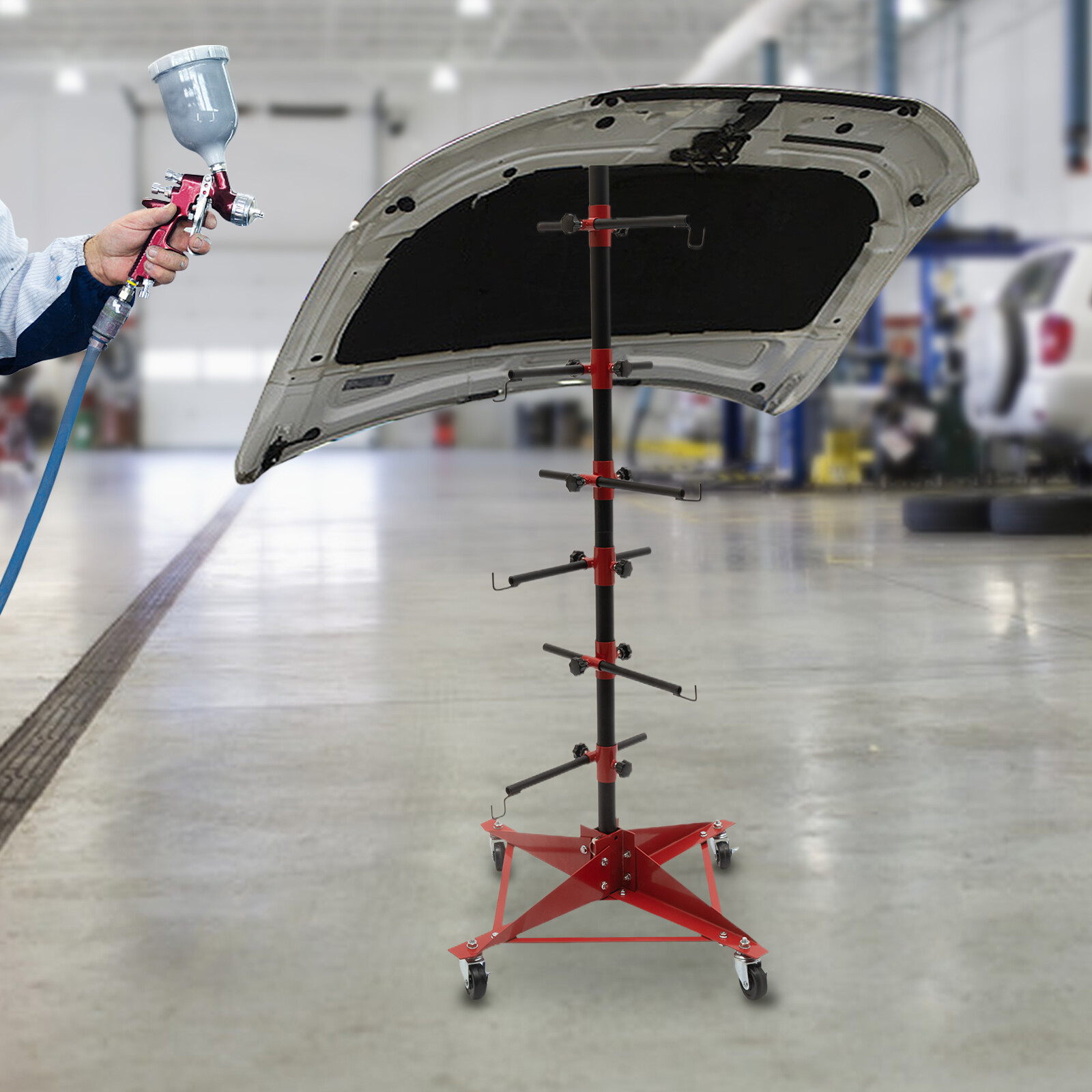 Auto Body Door Fender Paint Stand 100KG Adjustable Center Post Hang Iron Stand